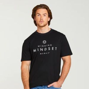 New Monat black shirt says winning mindset Monat size medium